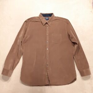 T.M. Lewin Mens Lightweight Corduroy Button Shirt XL Brown LS Cotton